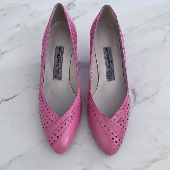 Vintage Evan Picone Pink Leather Heels Pointed Toe Pumps Made in‎ Spain 7.5 - Picture 1 of 11